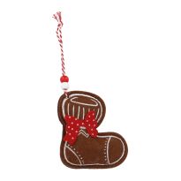 Anhänger Weihnachten, Lebkuchen-Stiefel/dunkelbraun, 9.5 cm