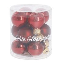 12er Set Glaskugeln 2,5 cm, rot
