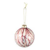 Kugel Aquarell, weiß/pink/opal, 8 cm