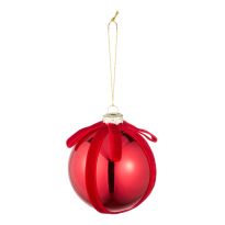 Kugel Glanz mit Schleife, rot, 8 cm