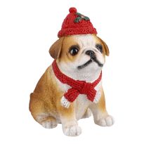 Weihnachtsfigur mit Mütze, Hund/braun, 11 x 13 cm