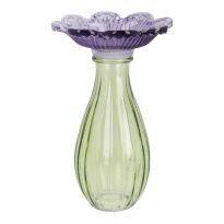 Vase Blütenform, lila/grün, 17 cm