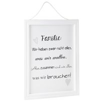 Schild Familienspruch, Was wir brauchen, 40 x 30 cm
