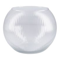 Glas-Kugelvase Rillen, klar, Höhe 15.5 cm