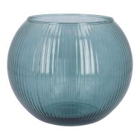 Glas-Kugelvase Rillen, grün-transparent, Höhe 15.5 cm