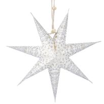 Papierstern Konfetti, weiß/silber, 18 cm