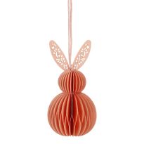 Anhänger Wabe, Hase/peach/Ornament, 10 cm