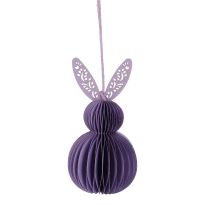 Anhänger Wabe, Hase/lila/Ornament, 10 cm