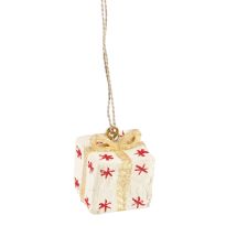 Anhänger Geschenk, weiß, 3 x 3.5 cm