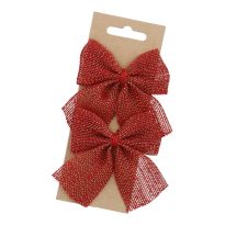 2er Set Jute-Schleife, rot, 7.5 x 8 cm