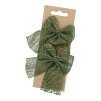 2er Set Jute-Schleife, dunkelgrün, 7.5 x 8 cm