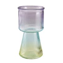Design-Vase Rillen, lila/blau/grün, 10 x 20 cm