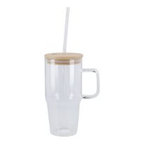 Glas mit Deckel und Strohhalm, klar, 800 ml
