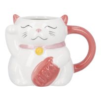 Becher Winkekatze, pink, 300 ml