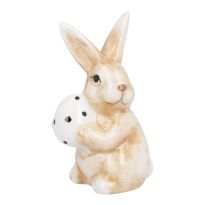 Hase mit Ei, weiß/links, 7 cm
