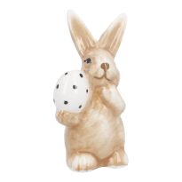 Hase mit Ei, weiß/stehend, 7.3 cm