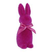 Hase Flock mit Schleife, fuchsia, 15 cm