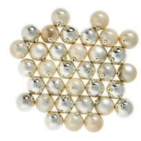 34er Set Weihnachtskugeln, champagner