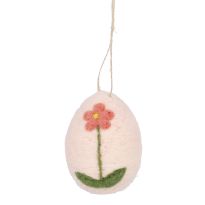 Anhänger Filz-Ei, Blume/hellrosa, 6 x 9 cm