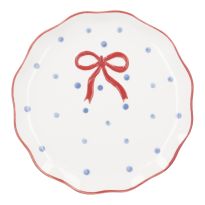 Teller Schleife/Punkte, rot, 21 cm