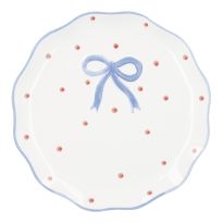 Teller Schleife/Punkte, blau, 21 cm