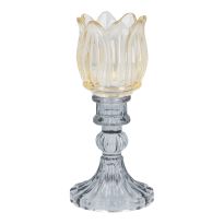 Teelichthalter Tulpe, gelb, 8 x 17 cm