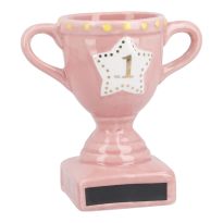 Deko-Pokal mit Kreidefeld, rosa, 12.5 cm