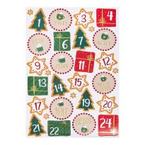 Adventskalender-Sticker, 24 Stk, Lebkuchen/rot