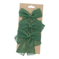 3er Set Jute-Schleife, dunkelgrün