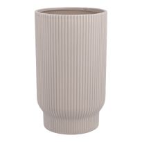 Vase Rillen mit Sockel, grau, 21.5 cm