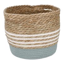 Korb Streifen mit Henkel, grün/weiß, 34 x 26 cm