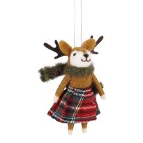 Anhänger Weihnachtstier, Rentier/Rock, 14 cm