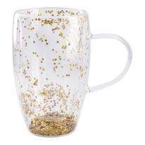 Doppelwand-Teeglas Glitter, gold, 420 ml