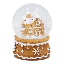 Schneekugel Lebkuchen, Haus/Tanne, 4.5 x 6 cm