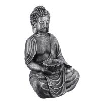 Buddha Blüte, silber-grau, 40 cm