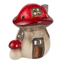 Teelichthalter Pilz-Haus, Pilz an Seite, 18 cm