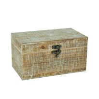Holztruhe Natur, weiß-gewischt, 19 x 11 x 10 cm