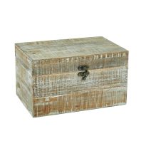 Holztruhe Natur, weiß-gewischt, 23 x 15 x 13 cm