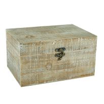 Holztruhe Natur, weiß-gewischt, 28 x 20 x 15 cm