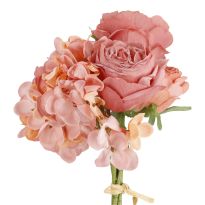 Strauß Rose/Hortensie, altrosa, 30 cm