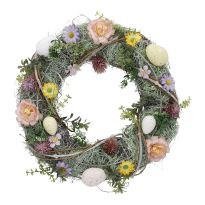 Kranz Eier/Blumen, bunt, 35 cm