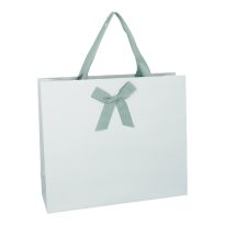Geschenktüte Uni mit Schleife, hellsalbei, 36 x 31 cm