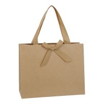 Geschenktüte Uni mit Schleife, braun, 25 x 20 cm