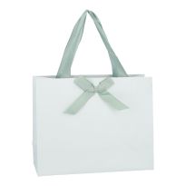 Geschenktüte Uni mit Schleife, hellsalbei, 25 x 20 cm