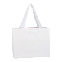 Geschenktüte Uni mit Schleife, weiß, 25 x 20 cm