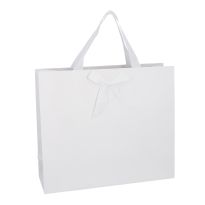 Geschenktüte Uni mit Schleife, weiß, 36 x 31 cm