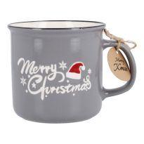 Becher Xmas/Klassik, Merry Christmas/grau, 400 ml