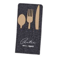 Bestecktasche Filz, Guten Appetit/anthrazit, 12 x 24 cm