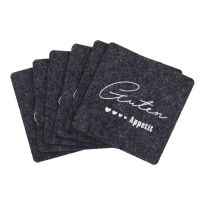 6er Set Untersetzer Filz, Guten Appetit/anthrazit, 10 cm
