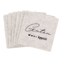 6er Set Untersetzer Filz, Guten Appetit/beige, 10 cm